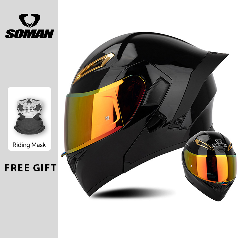 Dual Visor Motorcycle Racing Helmet - Unissex dot aprovado dupla viseira flip