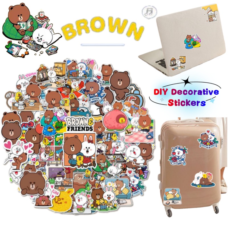 Atv Parts - Adesivos decorativos estilo anime LINE FRIENDS