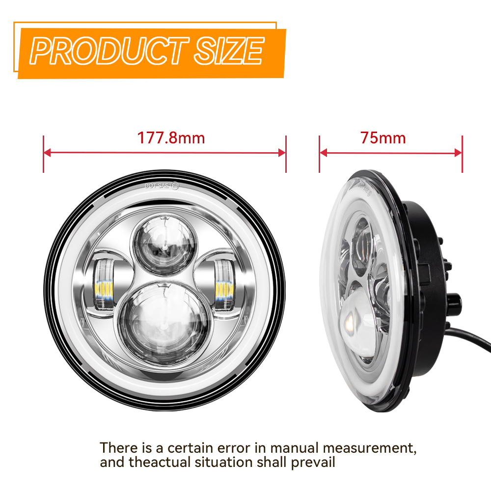 Farol redondo universal de 7 p - Universal Motorcycle Led Headlight Projector avaliação e preço