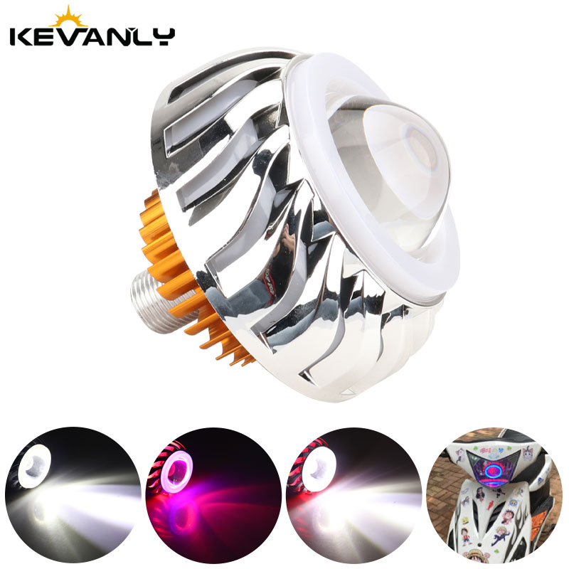 Dual LED Angel Devil Eyes Faro - Universal Motorcycle Led Headlight Projector avaliação e preço